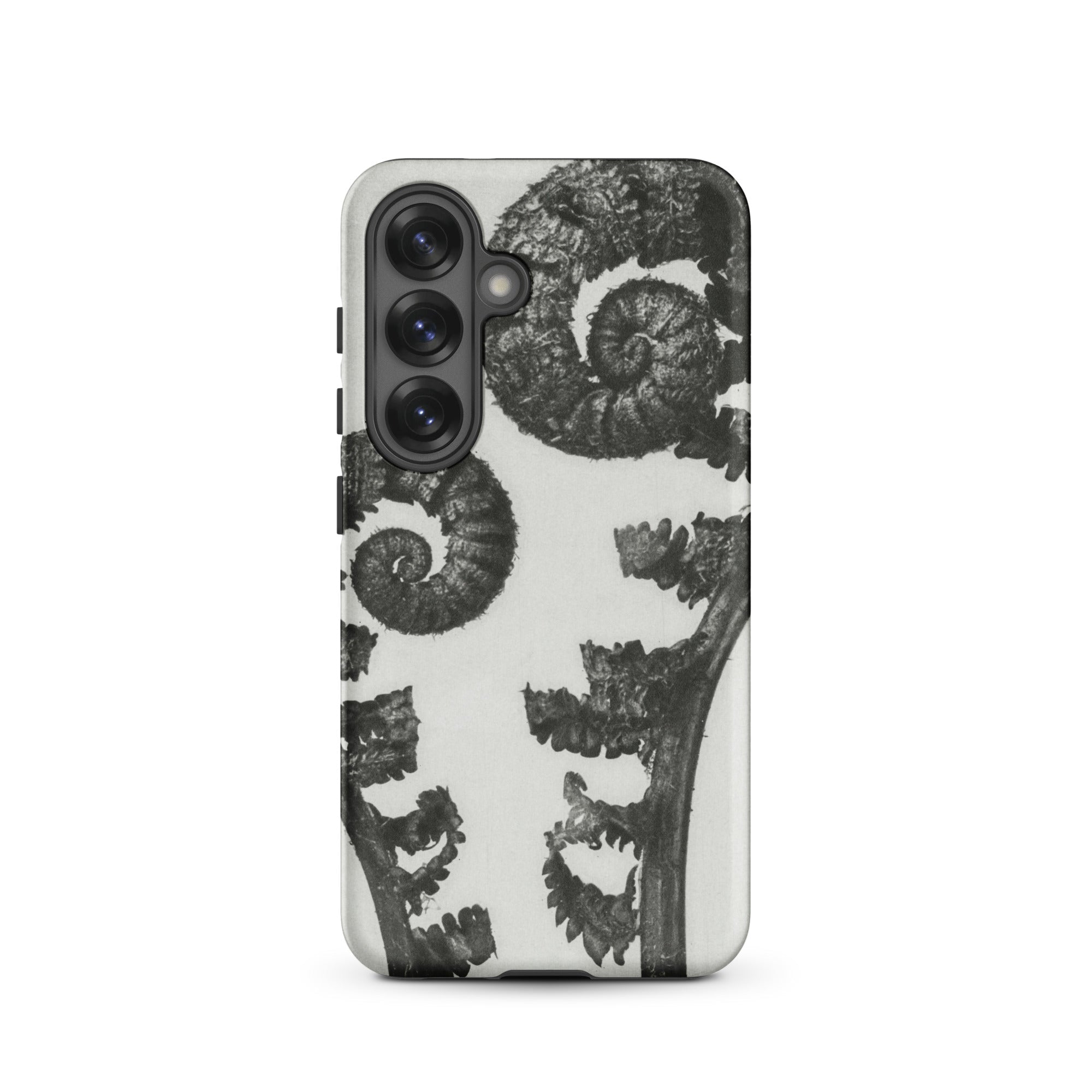 Aspidium Filix Mas (shield Fern Fronds) Karl Blossfeldt Samsung Case, Galaxy S25 / Matte, White Phone Case Black Fern Spiral Pattern