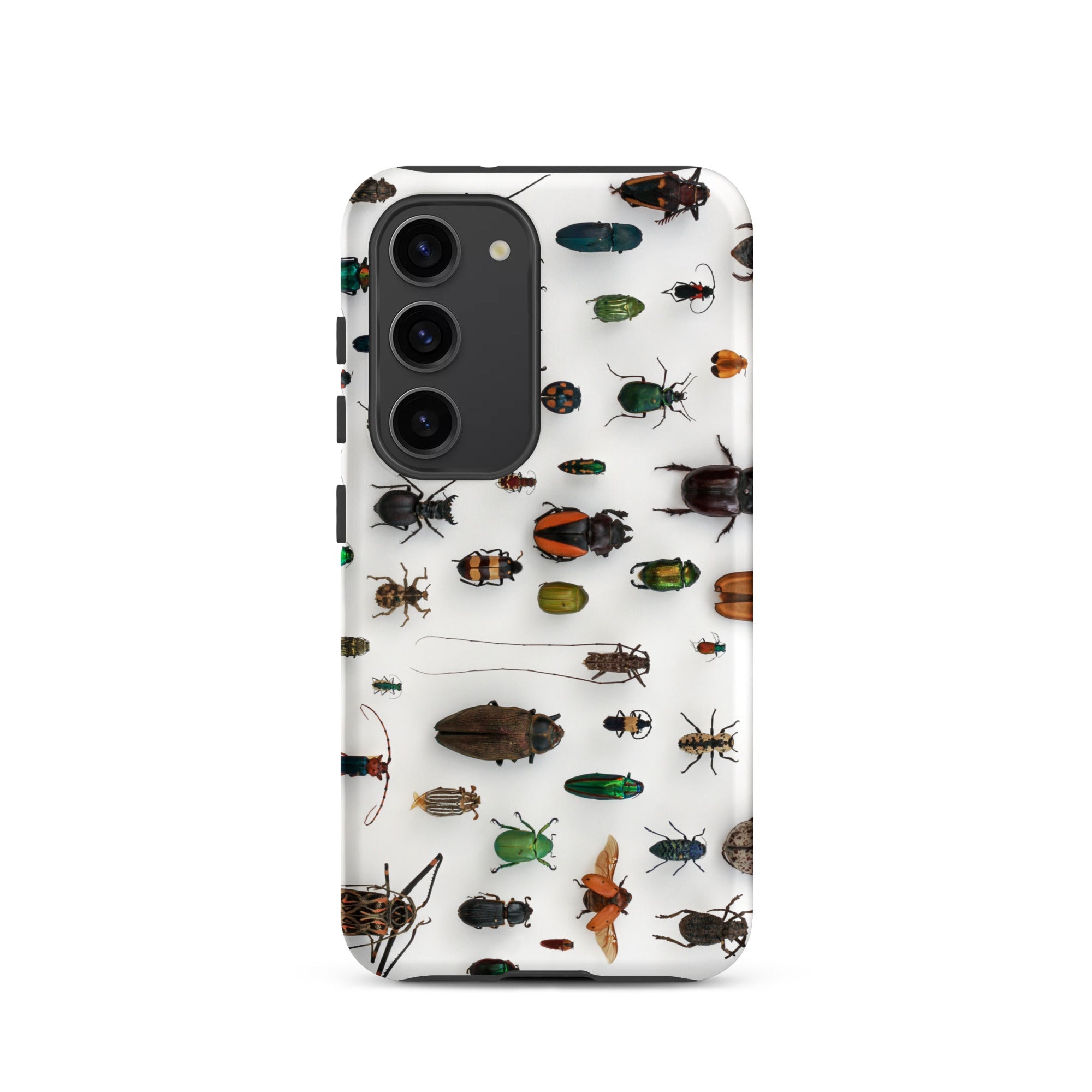 Assorted Coleoptera Beetle Taxonomy Samsung Case, Galaxy S23 / Matte, White Phone Case Adorned Pattern Beetles