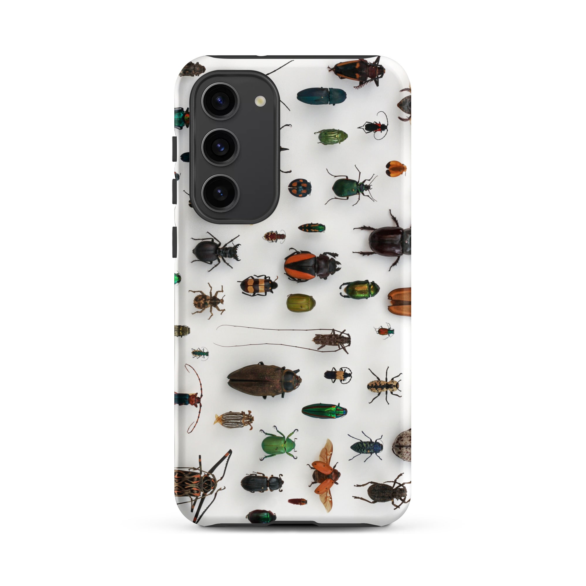 Assorted Coleoptera Beetle Taxonomy Samsung Case, Galaxy S23 Plus / Matte, White Phone Case Adorned Array Pinned Insect Specimens