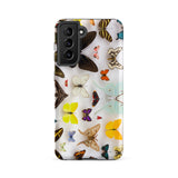 Assorted Lepidoptera - Butterfly Taxonomy Sasmung Case, Samsung Galaxy S21 Fe / Matte, White Phone Case Adorned Vibrant Pattern Colorful