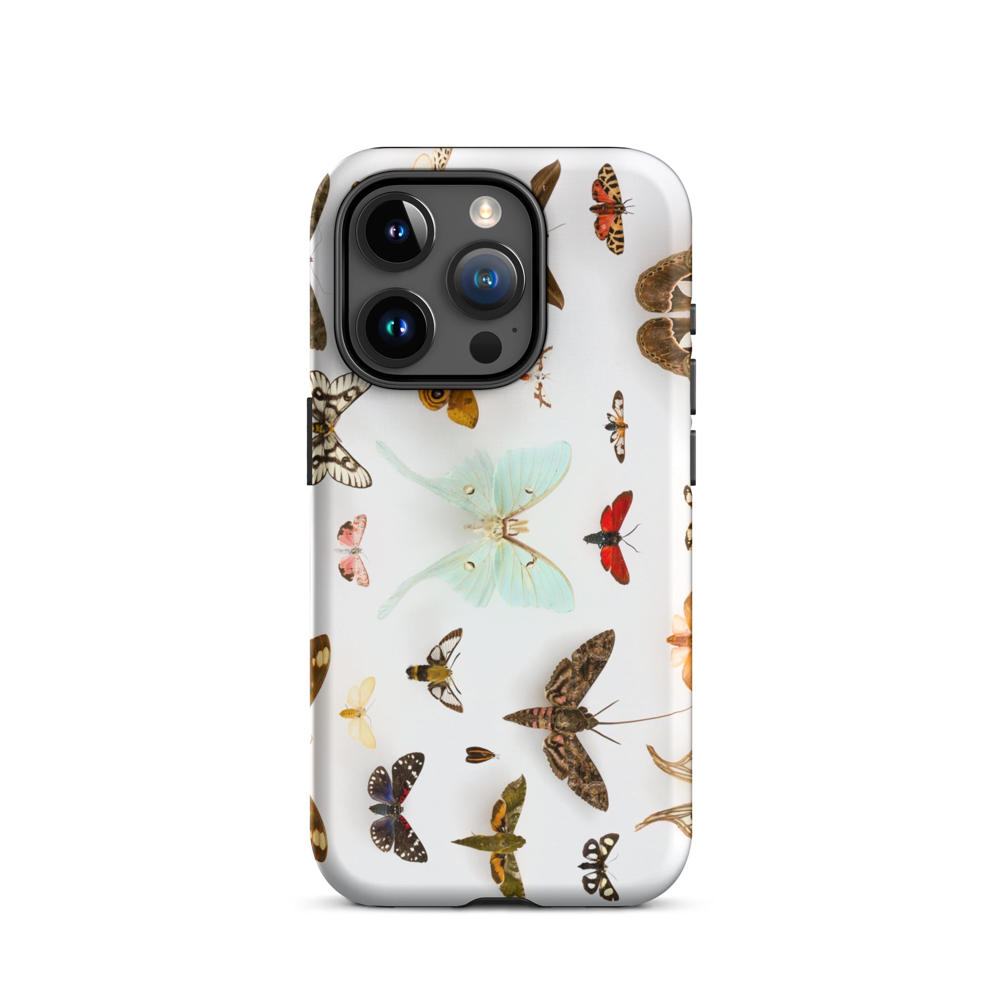 Assorted Moths Flying Creatures Taxonomy Iphone Case, 15 Pro / Matte, Butterfly Patterned Phone Case