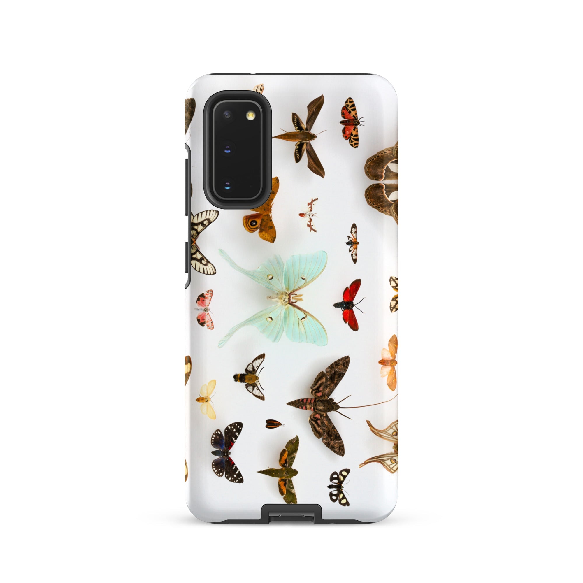 Assorted Moths Flying Creatures Taxonomy Samsung Case, Galaxy S20 / Matte, White Smartphone Case Array Colorful Butterflies Moths