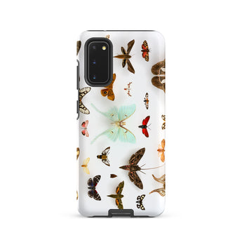 Assorted Moths - Flying Creatures Taxonomy Samsung Case, Galaxy S20 / Matte, White Smartphone Case Array Colorful Butterflies Moths