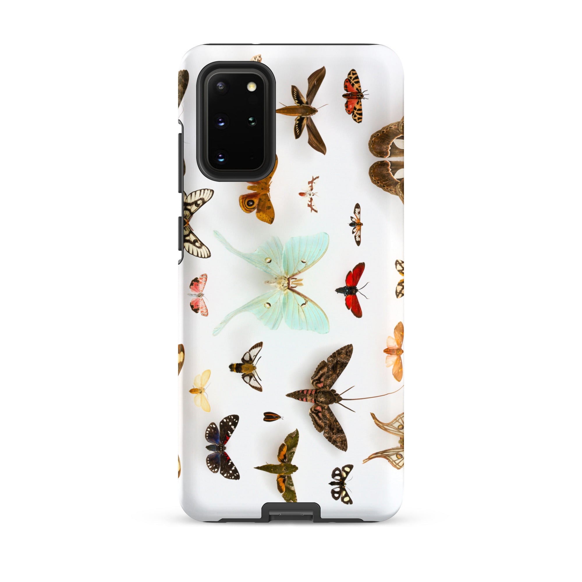 Assorted Moths Flying Creatures Taxonomy Samsung Case, Galaxy S20 Plus / Matte, White Phone Case Adorned Vibrant Pattern Butterflies Moths