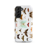 Assorted Moths - Flying Creatures Taxonomy Samsung Case, Galaxy S21 / Matte, White Smartphone Case Colorful Butterfly Moth Pattern