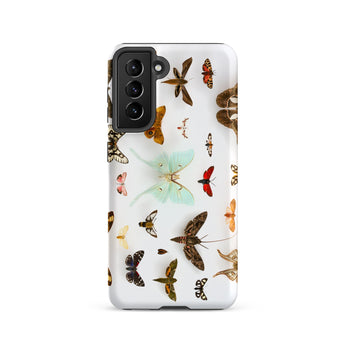 Assorted Moths - Flying Creatures Taxonomy Samsung Case, Galaxy S21 / Matte, White Smartphone Case Colorful Butterfly Moth Pattern