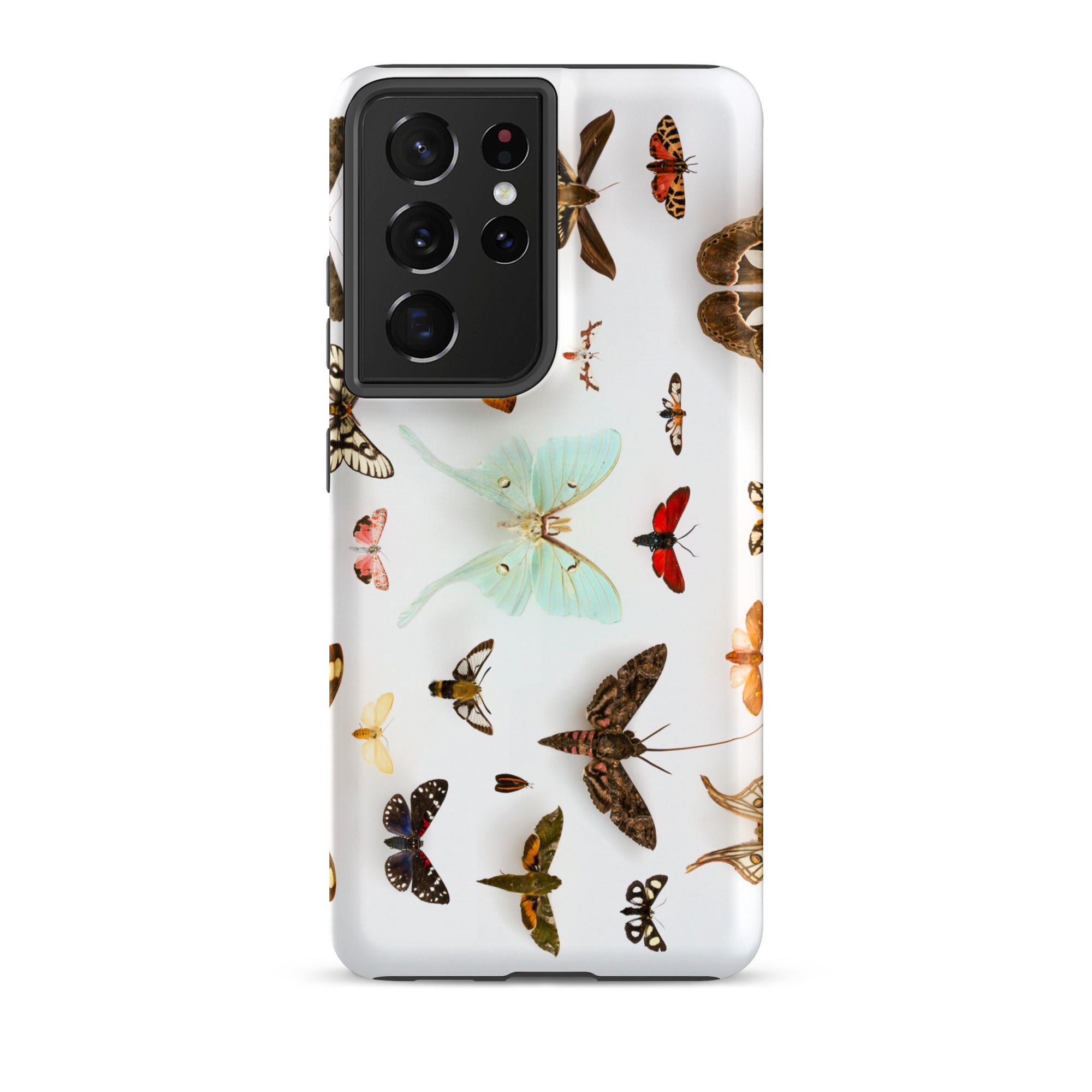 Assorted Moths Flying Creatures Taxonomy Samsung Case, Galaxy S21 Ultra / Matte, White Smartphone Case Pattern Colorful Moths Butterflies