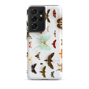Assorted Moths - Flying Creatures Taxonomy Samsung Case, Galaxy S21 Ultra / Matte, White Smartphone Case Pattern Colorful Moths Butterflies