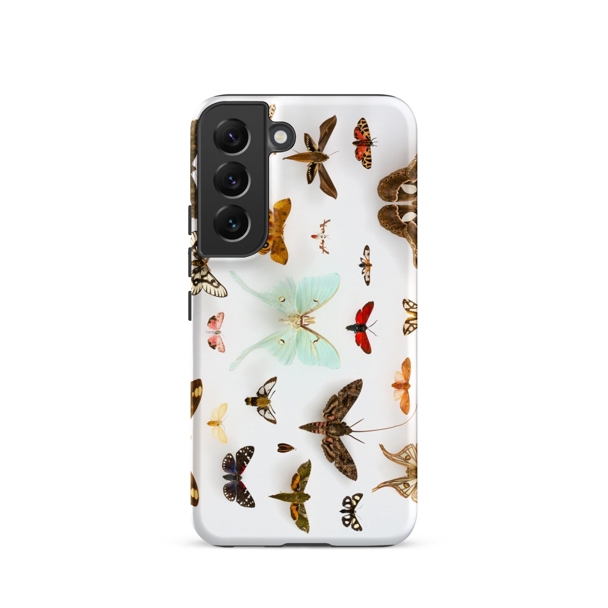 Assorted Moths Flying Creatures Taxonomy Samsung Case, Galaxy S22 / Matte, White Smartphone Case Pattern Moths Butterflies