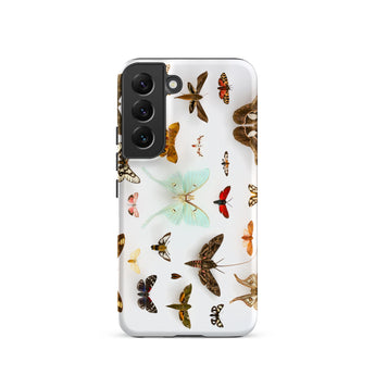 Assorted Moths - Flying Creatures Taxonomy Samsung Case, Galaxy S22 / Matte, White Smartphone Case Pattern Moths Butterflies