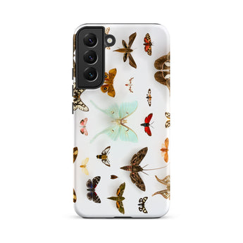 Assorted Moths - Flying Creatures Taxonomy Samsung Case, Galaxy S22 Plus / Matte, White Smartphone Case Colorful Butterfly Moth Pattern