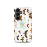 Assorted Moths - Flying Creatures Taxonomy Samsung Case, Galaxy S24 / Matte, White Smartphone Case Array Colorful Butterflies Moths