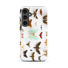 Assorted Moths Flying Creatures Taxonomy Samsung Case, Galaxy S24 Plus / Matte, White Phone Case Adorned Colorful Butterfly Moth
