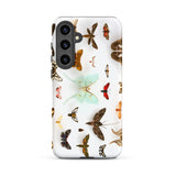 Assorted Moths - Flying Creatures Taxonomy Samsung Case, Galaxy S24 Plus / Matte, White Phone Case Adorned Colorful Butterfly Moth