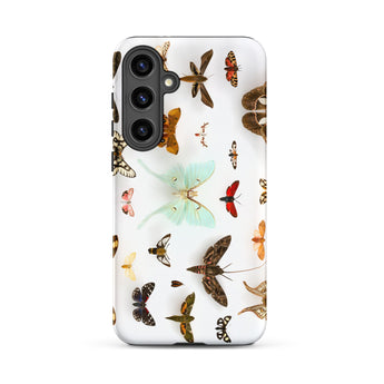 Assorted Moths - Flying Creatures Taxonomy Samsung Case, Galaxy S24 Plus / Matte, White Phone Case Adorned Colorful Butterfly Moth