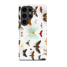 Assorted Moths Flying Creatures Taxonomy Samsung Case, Galaxy S24 Ultra / Matte, White Smartphone Case Diverse Collection Colorful