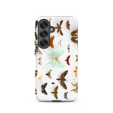 Assorted Moths - Flying Creatures Taxonomy Samsung Case, Galaxy S25 / Matte, White Phone Case Colorful Butterfly Moth Pattern