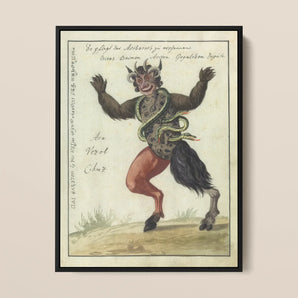Astaroth - Compendium of Demonology Framed Canvas, Black Demon Art Print Red Pants Horns Framed