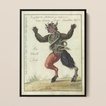 Astaroth - Compendium of Demonology Framed Canvas, Black Demon Art Print Red Pants Horns Framed