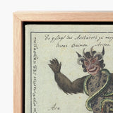 Framed Artwork Demonic Figure Horns Red Eyes Dark Demonology Art Print, Grim Grimoire Hand, Ember Track