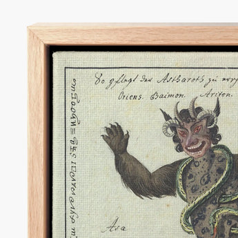 Framed Artwork Demonic Figure Horns Red Eyes Dark Demonology Art Print, Grim Grimoire Hand, Ember Track
