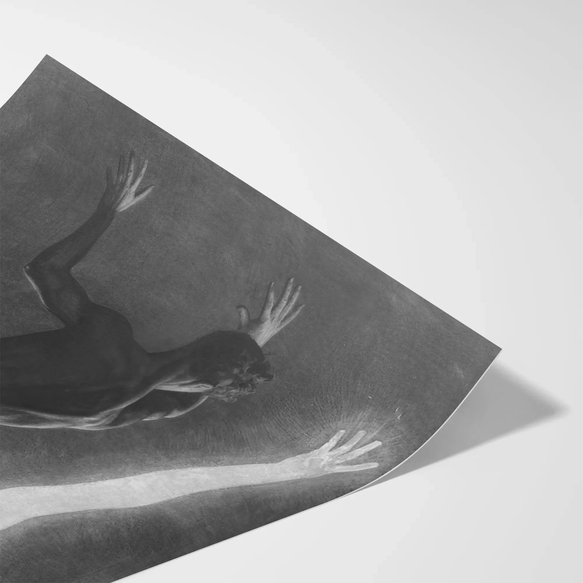 Astral Man - Sascha Schneider Art Print, Black White Art Print Figure Hands