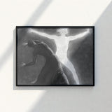 Black-framed Black-and-white Artwork Dramatic Scene Two Figures Shadow Hypnotist Exudes Sculptural, Sascha Schneider Art Print, Invisible