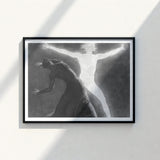 Black-framed Artwork Monochromatic Depiction Two Figures Dynamic Expressive Hypnotist Exudes Sculptural, Sascha Schneider Art Print,