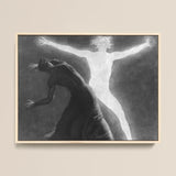 Astral Man - Sascha Schneider Art Print / Canvas Black-and-white Framed Artwork Two Figures Dramatic Contrast Dark Hypnotist Exudes
