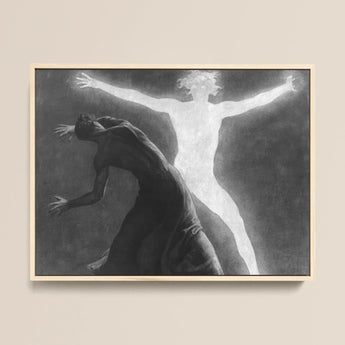 Astral Man - Sascha Schneider Art Print / Canvas Black-and-white Framed Artwork Two Figures Dramatic Contrast Dark Hypnotist Exudes
