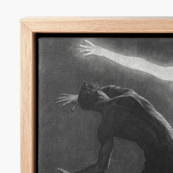 Black White Canvas Print Figure Wooden Frame Hypnotist Exudes Sculptural, Sascha Schneider Art, Invisible Current,