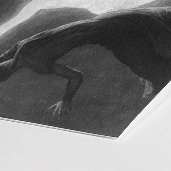 Astral Man - Sascha Schneider Art Print / Canvas Monochrome Artwork Detailed Textured Lizard Mid-stride Rugged Terrain Hypnotist Exudes