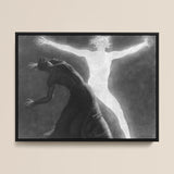 Astral Man - Sascha Schneider Framed Canvas, 16x12’’ / 41x31cm / Black Floating Frame, Framed Black White Artwork Two Figures Dark Contorted