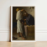 At the Barber Shop - Leon Bonnat Art Print / Canvas White-framed Reproduction Painting Jean-léon Gérôme, Prints