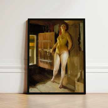 Framed Painting Nude Woman Warm Earthy Tones Wooden Anders Zorn, Paints, Four-pigment Austerity Mora, Taught, Art, Print, Häbre Roof