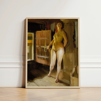 Framed Painting Nude Woman Warm Earthy Tones Interior Anders Zorn, Paints, Four-pigment Austerity Mora, Taught, Art, Print, Häbre Roof