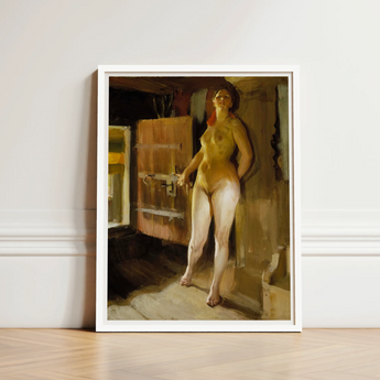 Framed Painting Nude Woman Warm Earthy Tones Wooden Anders Zorn, Paints, Four-pigment Austerity Mora, Taught, Art, Print, Häbre Roof