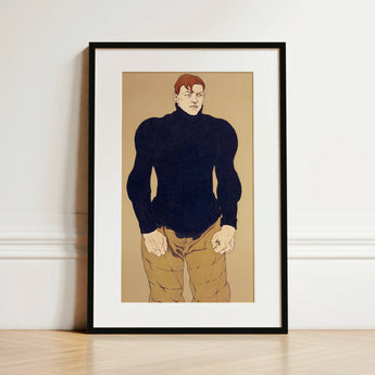 Athlete - Edward Penfield Art Print / Canvas, 12x18’’ / 31x46cm / Black Frame / Matboard, Posters Prints & Visual Artwork, Toby Leon