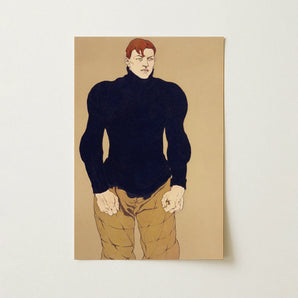 Athlete - Edward Penfield Art Print / Canvas Stylized Illustration Print Man Red Hair Black Turtleneck Edward Penfield’s Athlete, Harper’s