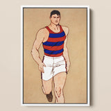 Athlete Running - Edward Penfield Art Print / Canvas, 12x18’’ / 31x46cm / White Frame, Posters Prints & Visual Artwork, Toby Leon