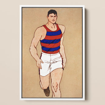Athlete Running - Edward Penfield Art Print / Canvas, 12x18’’ / 31x46cm / White Frame, Posters Prints & Visual Artwork, Toby Leon