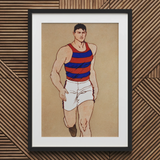 Athlete Running - Edward Penfield Art Print / Canvas, 20x30’’ / 51x76cm / Black Frame / Matboard, Posters Prints & Visual Artwork, Toby Leon