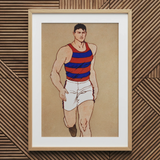 Athlete Running - Edward Penfield Art Print / Canvas, 20x30’’ / 51x76cm / Natural Frame / Matboard, Posters Prints & Visual Artwork, Toby