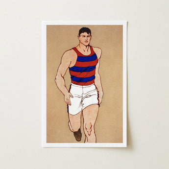 Athlete Running - Edward Penfield Art Print / Canvas, Penfield’s, Warm Sand-ochre Field, Edwardian Sporting Ideal, Made, Prints