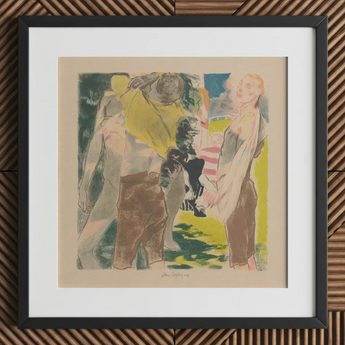 Athletes Dressing - John Copley Art Print / Canvas, 12x12’’ / 31x31cm / Black Frame / Matboard, Posters Prints & Visual Artwork, Toby Leon