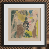 Athletes Dressing - John Copley Art Print / Canvas Framed Abstract Stylized Figures Bold Colors Yellow, Strips, Interwar British Sporting,
