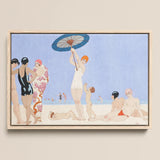 Au Lido - George Barbier 1920s Beach Fashion Art Print / Canvas, 18x12’’ / 46x31cm / Natural Frame, Posters Prints & Visual Artwork, Toby