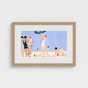Au Lido - George Barbier 1920s Beach Fashion Art Print / Canvas Framed Deco-style Scene Illustration Stylized Figures, Chic, Prints