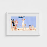 Au Lido - George Barbier 1920s Beach Fashion Art Print / Canvas White-framed Vintage Scene Stylized Figures, Chic, Prints