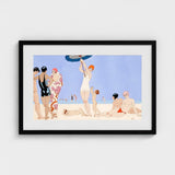 Au Lido - George Barbier 1920s Beach Fashion Art Print / Canvas Deco-style Framed Scene Stylized Figures, Chic, Prints